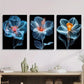 3pcs  Translucent blue flowers poster Metal Print Ready to Hang Art
