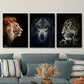 3pcs  Wildlife portrait closeup painting Metal Print Ready to Hang Art