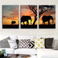 3pcs Elephant Friends And Family Metal Print Ready to Hang Art