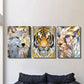3pcs abstract tiger art, cheetah stained glass Metal Print Ready to Hang Art
