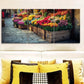 3pcs Colorful Flower Market Scene Metal Print Ready to Hang Art