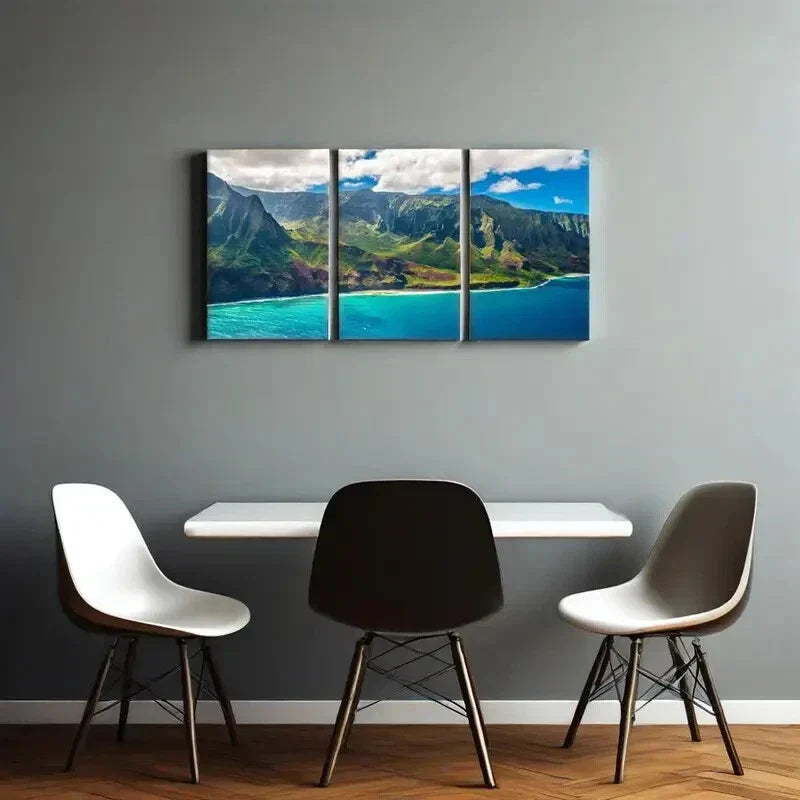3pcs  View on Napali Coast on Kauai island Metal Print Ready to Hang Art