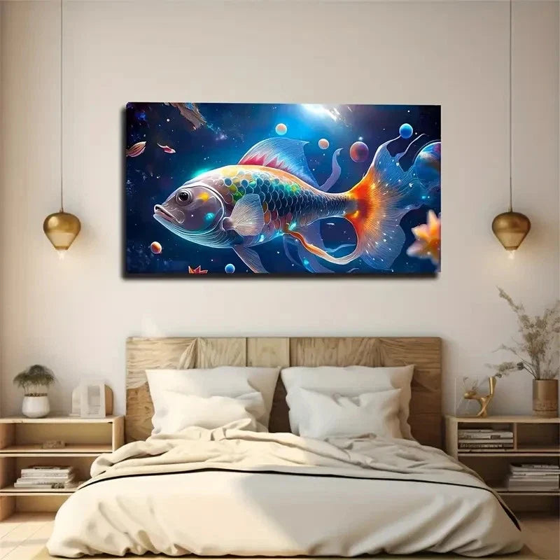 Vibrant Underwater Scene Wall Art Canvas Office Home Room Framed 80x45cm