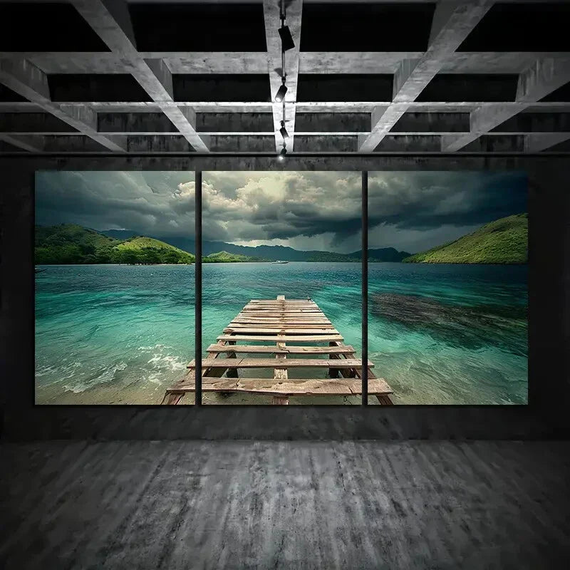 3pcs Oceanic Scenery Blue Seascape Metal Print Ready to Hang Art