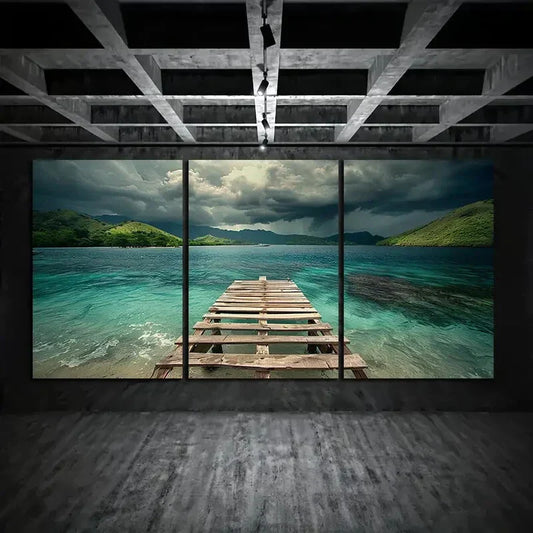 3pcs Oceanic Scenery Blue Seascape Metal Print Ready to Hang Art
