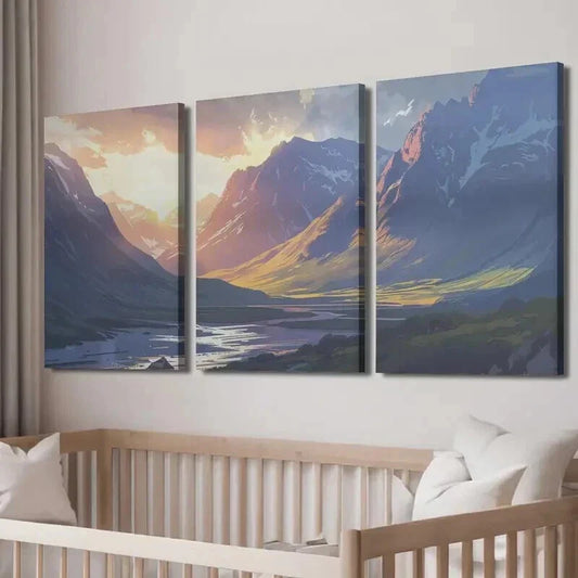 3pcs Vibrant Mountain & River Landscape Wall Art Set Canvas Framed 40x60cm - High Quality Print 100% Australian Made Wall Canvas Ready to Hang