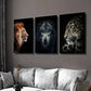 3pcs Lions Wolves and Leopards Painting Wall Art Set Canvas Framed 40x60cm - High Quality Print 100% Australian Made Wall Canvas Ready to Hang