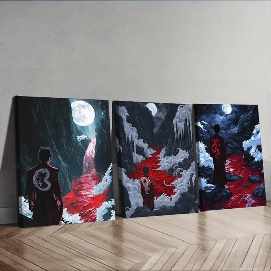 3pcs Dark Lord of hell   Wall Art Set Canvas Framed 40x60cm - High Quality Print 100% Australian Made Wall Canvas Ready to Hang