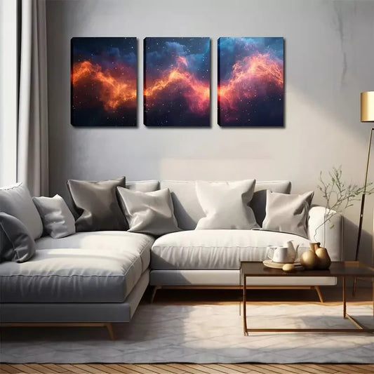 3pcs  Abstract Cloud And Light   Wall Art Set Canvas Framed 40x60cm - High Quality Print 100% Australian Made Wall Canvas Ready to Hang
