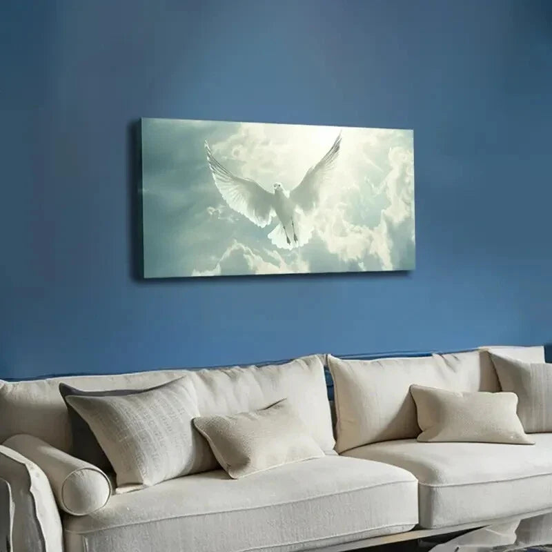 White Dove Soaring in Sky Wall Art Canvas Office Home Room Framed 120x60cm