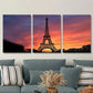 3pcsThe Eiffel Tower, a Travel Photograph Metal Print Ready to Hang Art