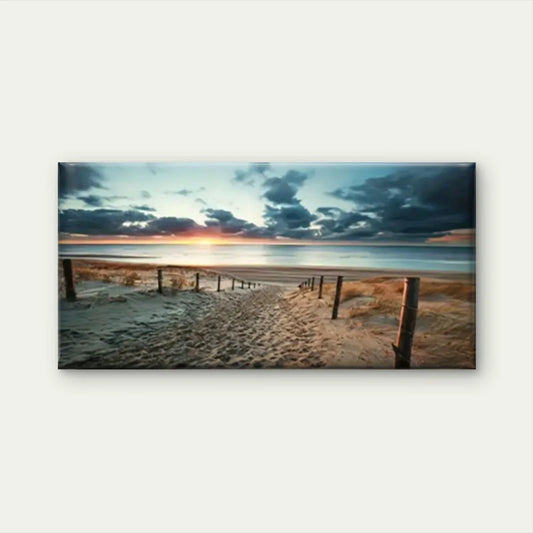 Sunset On The Beach Perfect Wall Art Canvas Office Home Room Framed 80x45cm