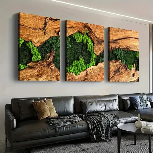 3pcs Abstract Tree Forest From Over View Wall Art Set Canvas Framed 40x60cm - High Quality Print 100% Australian Made Wall Canvas Ready to Hang