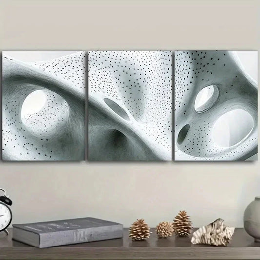 3pcs Organic shaped holes Art Painting Metal Print Ready to Hang Art