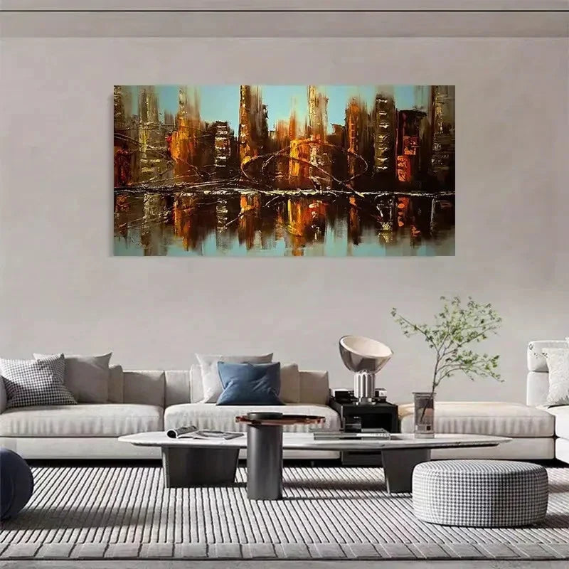 Retro Skyscraper Cityscape Wall Art Canvas Office Home Room Framed 120x60cm