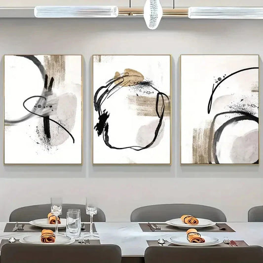 3pcs Abstract Art Smooth Colors Poster Dormitory Metal Print Ready to Hang Art