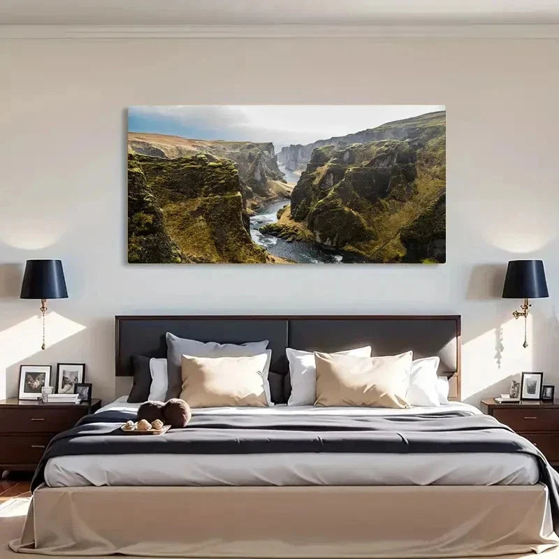 Cliff & Mountains Modern Decor Wall Art Canvas Office Home Room Framed 120x60cm