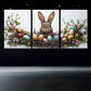3pcs Cute Brown Bunny Green Leaves Colourful Metal Print Ready to Hang Art