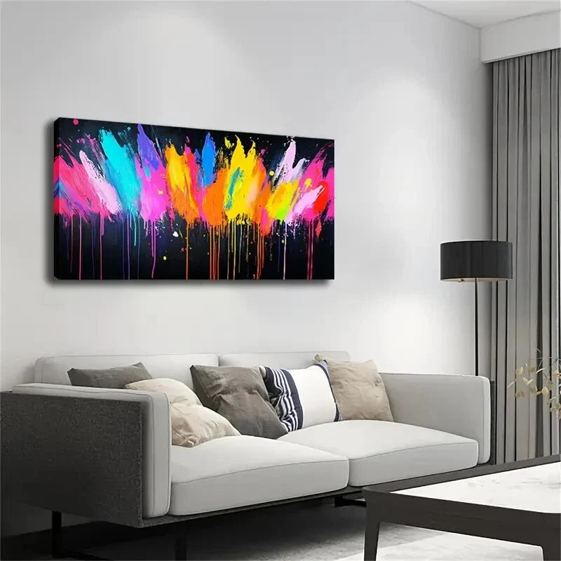 Colors in A Splashing Abstract Wall Art Canvas Office Home Room Framed 120x60cm