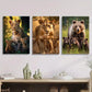 3pcs Leopard, Lioness & Cubs, Grizzly Bear Family Metal Print Ready to Hang Art