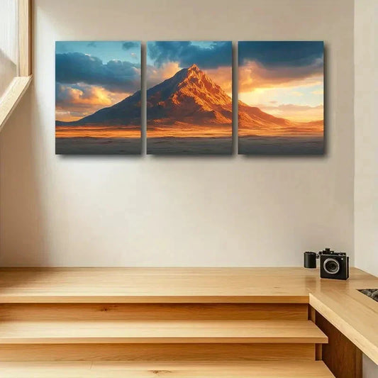 3pcs A Massive Mountain Design Metal Print Ready to Hang Art