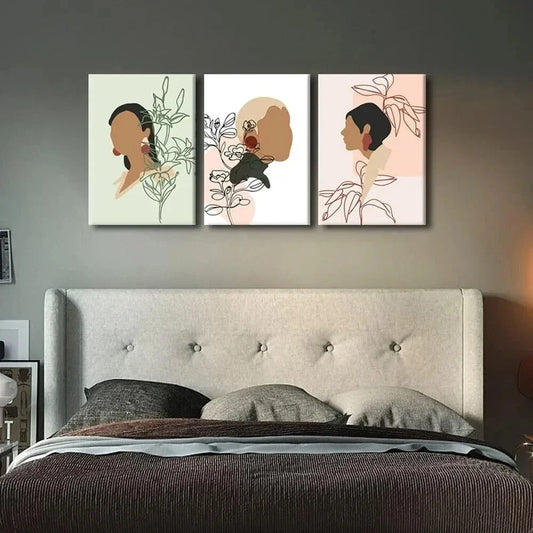 3pcs Abstract African American Black Metal Print Ready to Hang Art