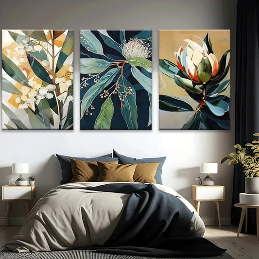 3pcs Vintage Botanical Modern Abstract Metal Print Ready to Hang Art