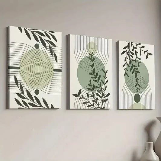 3pcs Bohemian Style Abstract Geometric Line Art Wall Art Set Canvas Framed 40x60cm - High Quality Print 100% Australian Made Wall Canvas Ready to Hang