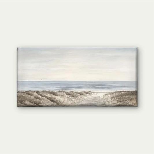 The Road Beach White Sky Wall Art Canvas Office Home Room Framed 80x45cm