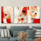 3pcs  Red Abstract Geometry, Modern Wall Art Set Canvas Framed 40x60cm - High Quality Print 100% Australian Made Wall Canvas Ready to Hang