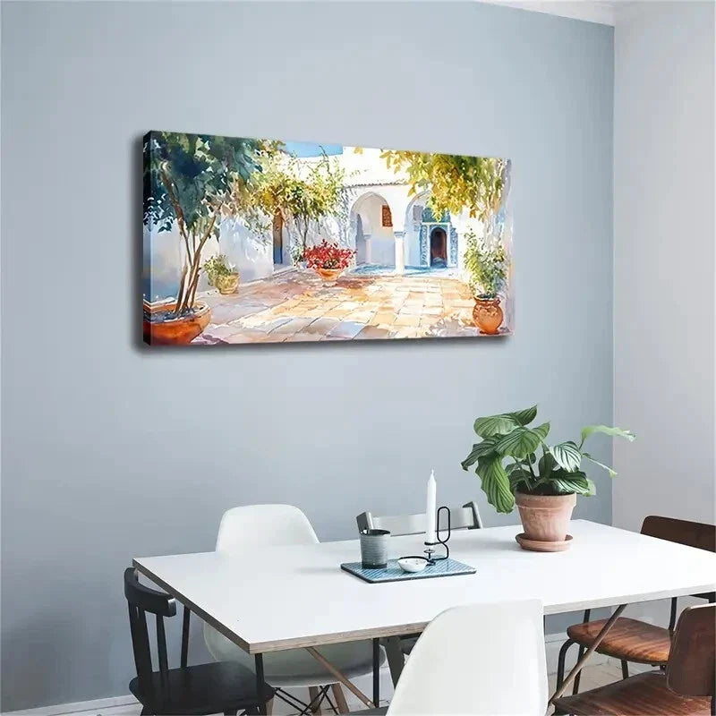 Realistic White Cabin Garden Wall Art Canvas Office Home Room Framed 120x60cm