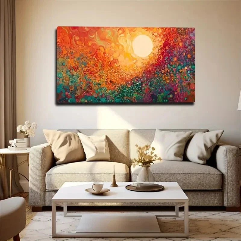 Sun Abstract Forest Modern Wall Art Canvas Office Home Room Framed 120x60cm