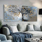 Golden Textured Tree wall canvas office home room framed 80x45cm
