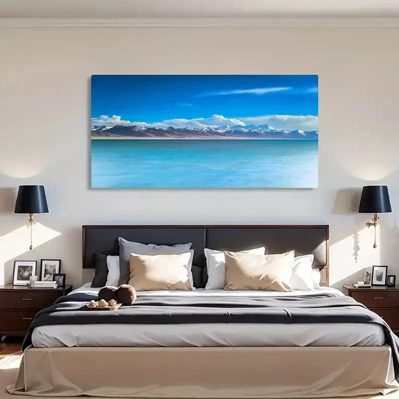 Seaside Mountain Landscape Wall Art Canvas Office Home Room Framed 120x60cm