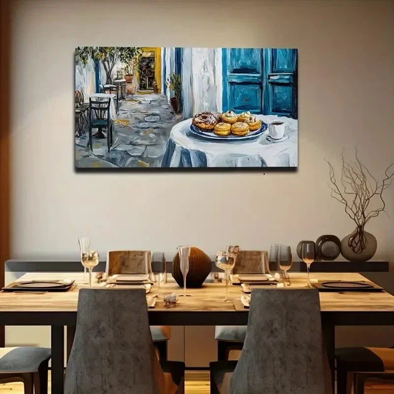 Golden Yellow Donuts Outdoor Wall Art Canvas Office Home Room Framed 120x60cm