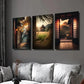 3pcs Japanese Classical Architecture at Sunset Wall Art Set Canvas Framed 40x60cm - High Quality Print 100% Australian Made Wall Canvas Ready to Hang