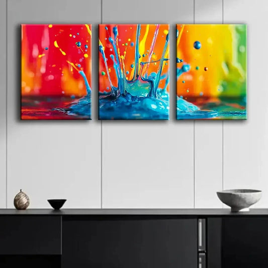 3pcs A Vibrant Explosion of Colors Perfect Wall Art Set Canvas Framed 40x60cm - High Quality Print 100% Australian Made Wall Canvas Ready to Hang