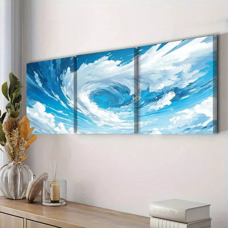 3pcs Tornado Modern Art Deco Style  Wall Art Set Canvas Framed 40x60cm - High Quality Print 100% Australian Made Wall Canvas Ready to Hang