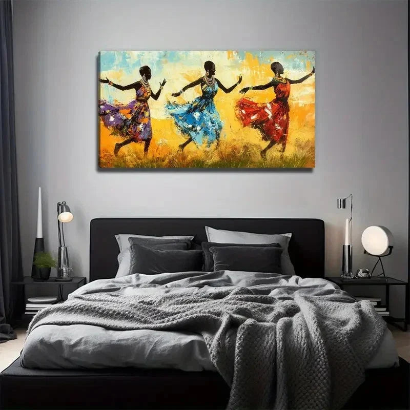 African Dancing Perfect Wall Art Canvas Office Home Room Framed 80x45cm
