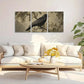 3pcs Black Crow & Apple Tree Metal Print Ready to Hang Art