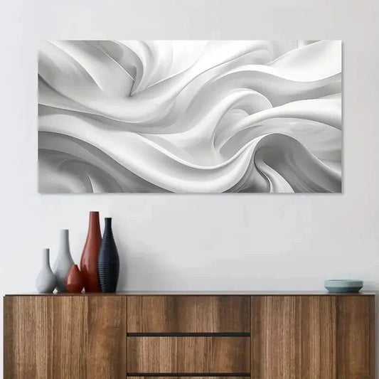 Abstract White Silk Design wall canvas office home room framed 120x60cm