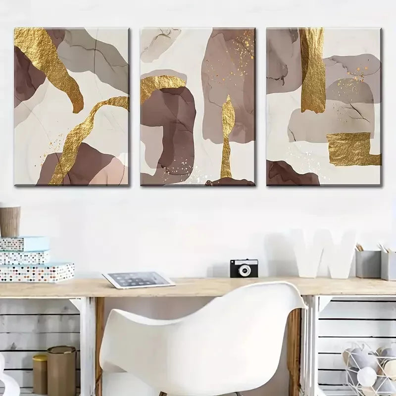3pcs Abstract Print in a Light Luxury Style Wall Art Set Canvas Framed 40x60cm - High Quality Print 100% Australian Made Wall Canvas Ready to Hang