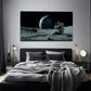Astronaut & Earth On The Moon Wall Art Canvas Office Home Room Framed 80x45cm