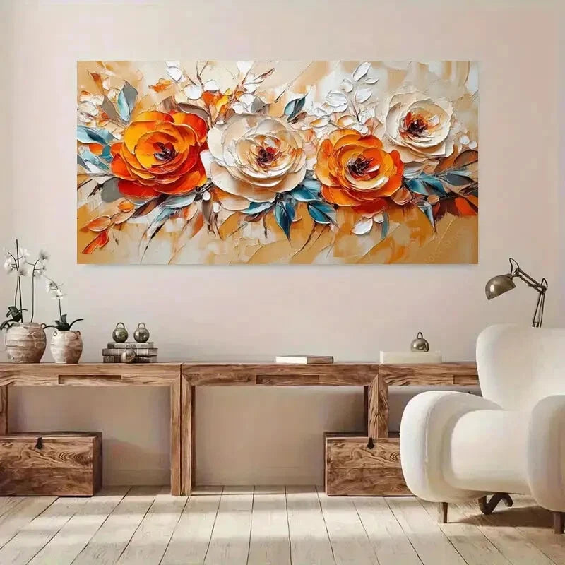 Vibrant Floral Nature Beauty Wall Art Canvas Office Home Room Framed 80x45cm