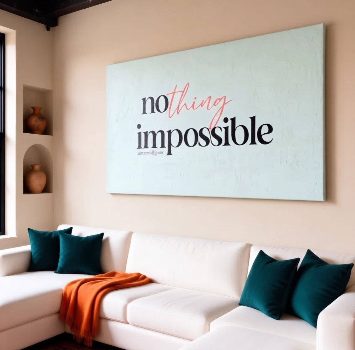 Nothing is Impossible Inspirational Wall Art Canvas Office Home Framed 120x60cm