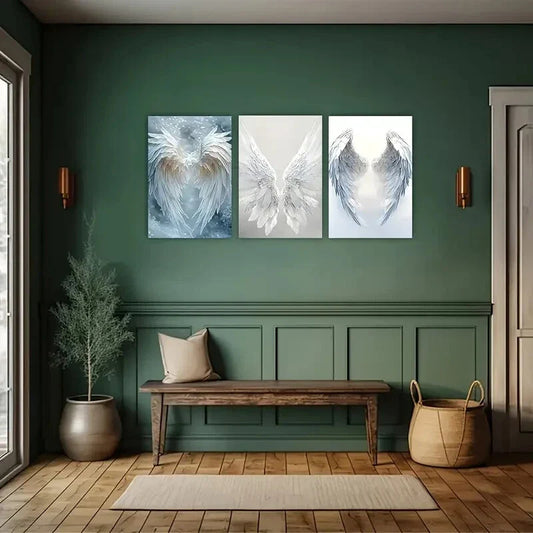 3pcs Angel Feather Metal Print Ready to Hang Art