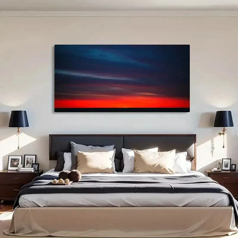 Vibrant Landscape Sunset Wall Art Canvas Office Home Room Framed 120x60cm