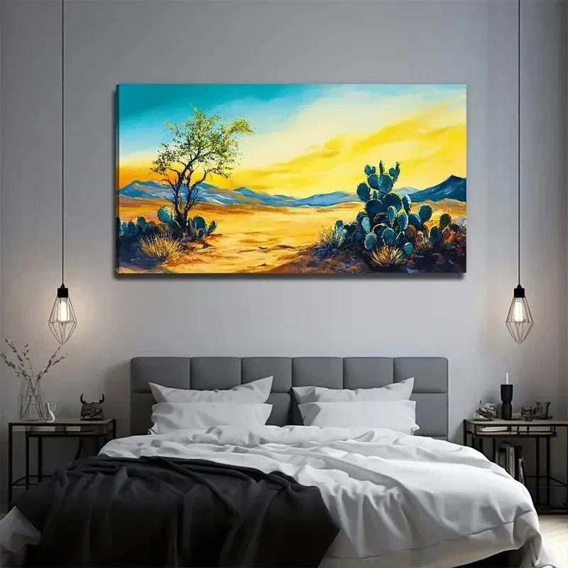Cactus Desert Texture Perfect Wall Art Canvas Office Home Room Framed 80x45cm