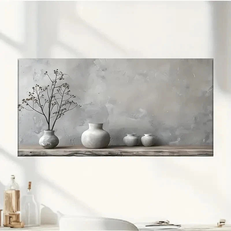 Gray Vases Table Rustic Wall Art Canvas Office Home Room Framed 80x45cm