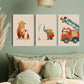 3pcs Adorable Firefighter Animal Metal Print Ready to Hang Art